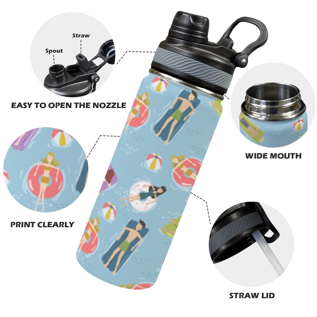Beach Float - Insulated Water Bottle with Dual-Use Lid (18oz) Insulated Water Bottle with Dual-Use Lid (18oz) Printed Offshore Summer