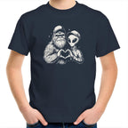 Alien Bigfoot Heart Hands - Kids Youth T-shirt Navy Kids Youth T-shirt Love Printed In Australia Sci Fi