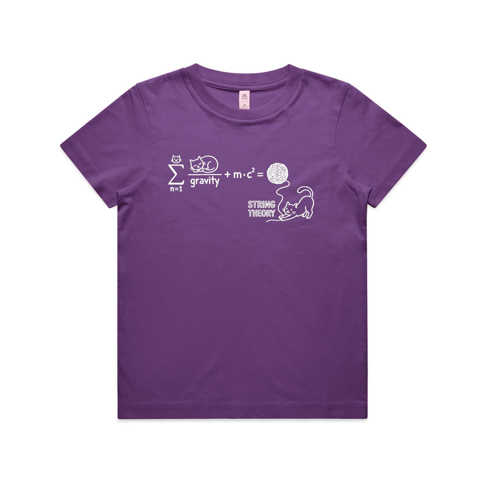 Cat String Theory Physics Kids AS Colour T-shirt