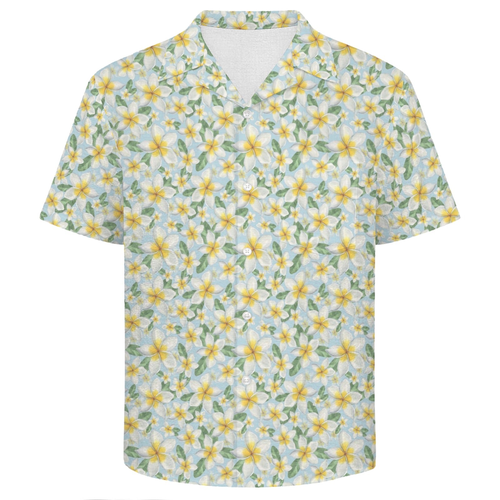 Delicate Frangipani Men's Crinkle Hawaiian Shirt