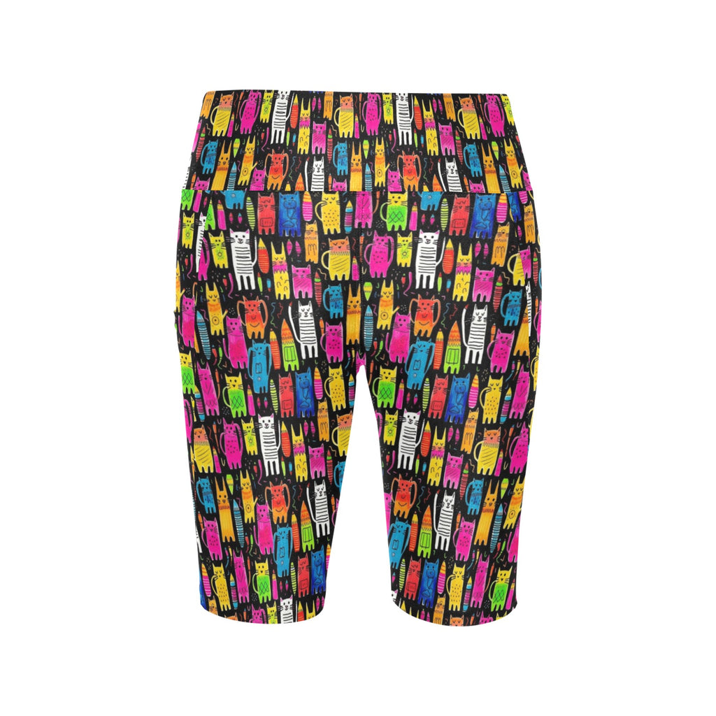 Colourful Cats - Women's Bike Shorts With Side Pockets Women's Bike Shorts animal Printed Offshore