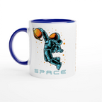 Personalised - Astronaut Basketball - White 11oz Ceramic Mug with Colour Inside Ceramic Blue Personalised 11oz Mug customise Globally Fulfilled personalise Space