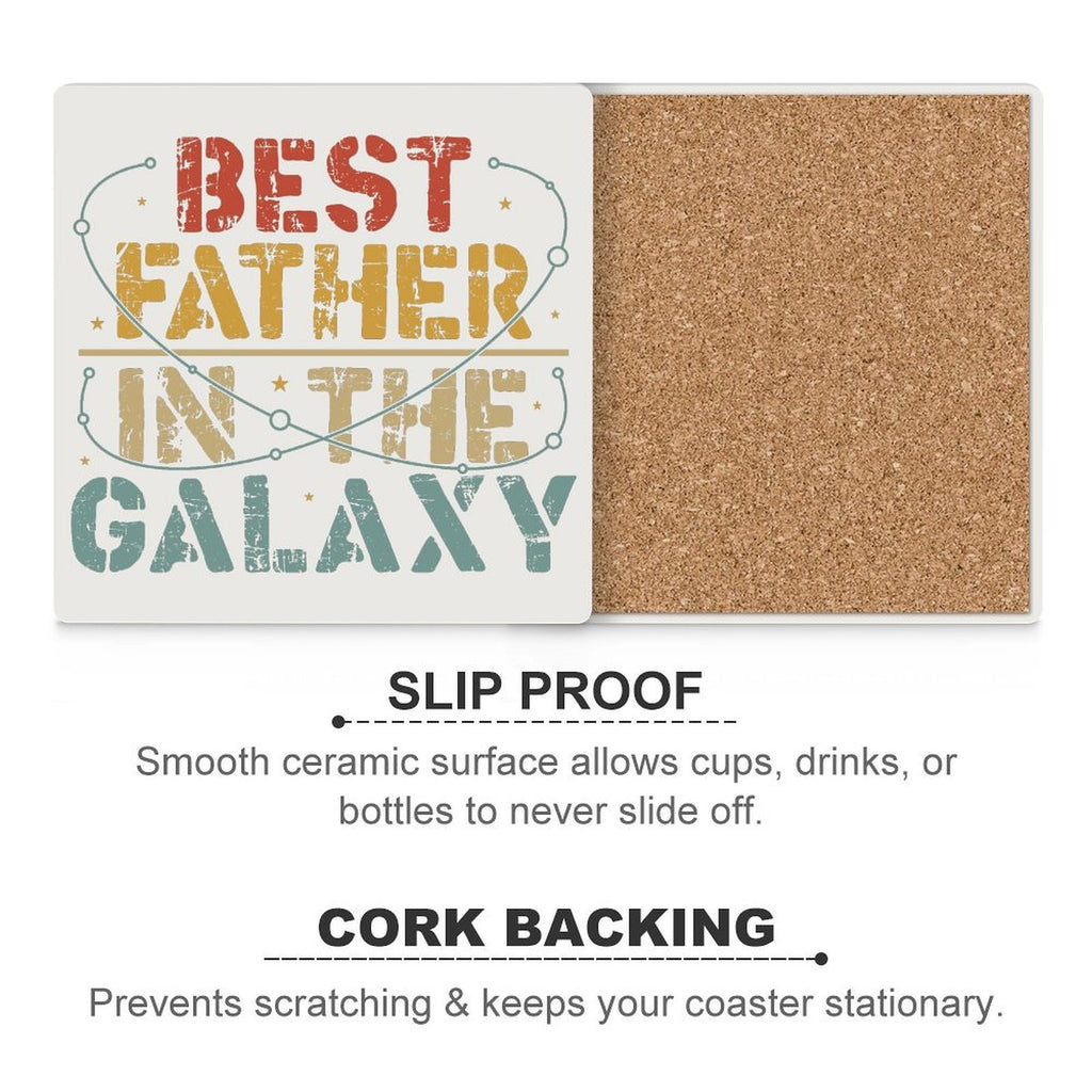 Best Father In The Galaxy Ceramic Coasters (Square) Ceramic Coasters Dad Printed Offshore