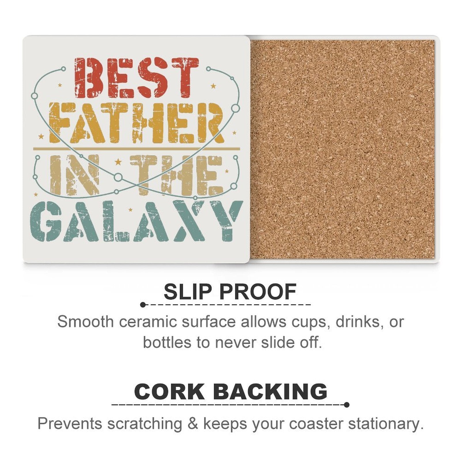 Best Father In The Galaxy Ceramic Coasters (Square) Ceramic Coasters Dad Printed Offshore