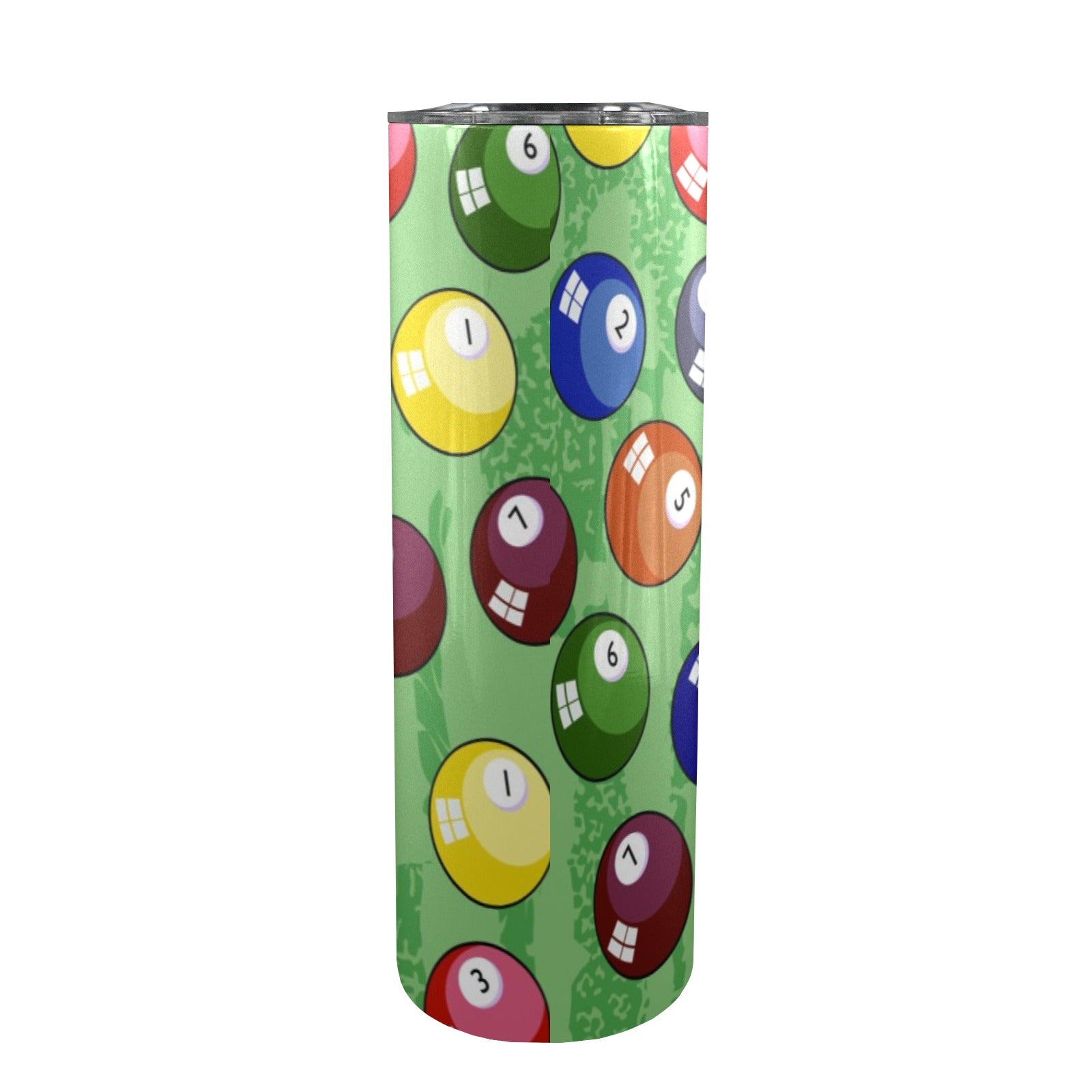 Pool Balls - 20oz Tall Skinny Tumbler with Lid and Straw