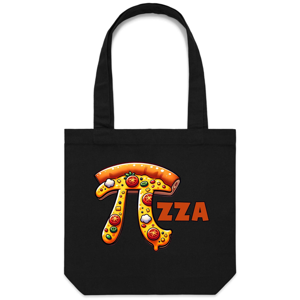 Pi Pizza - Canvas Tote Bag Black One Size Tote Bag Food Maths Printed In Australia Science