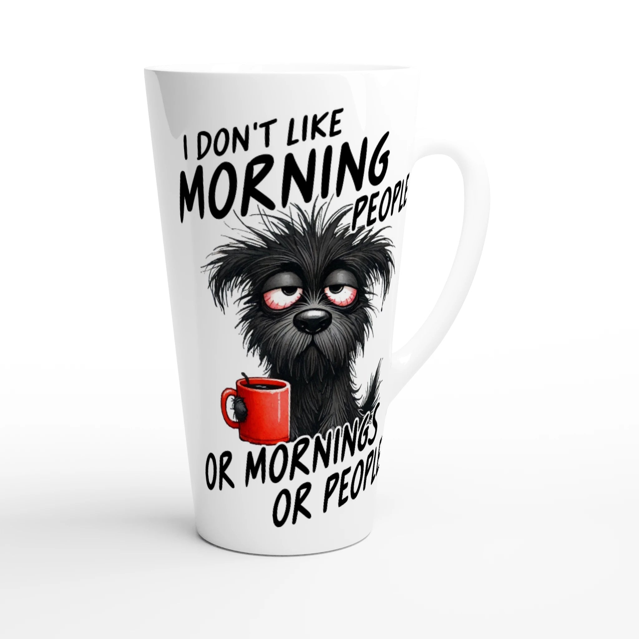 I Don't Like Morning People, Dog - White Latte 17oz Ceramic Mug Latte Mug animal Globally Fulfilled