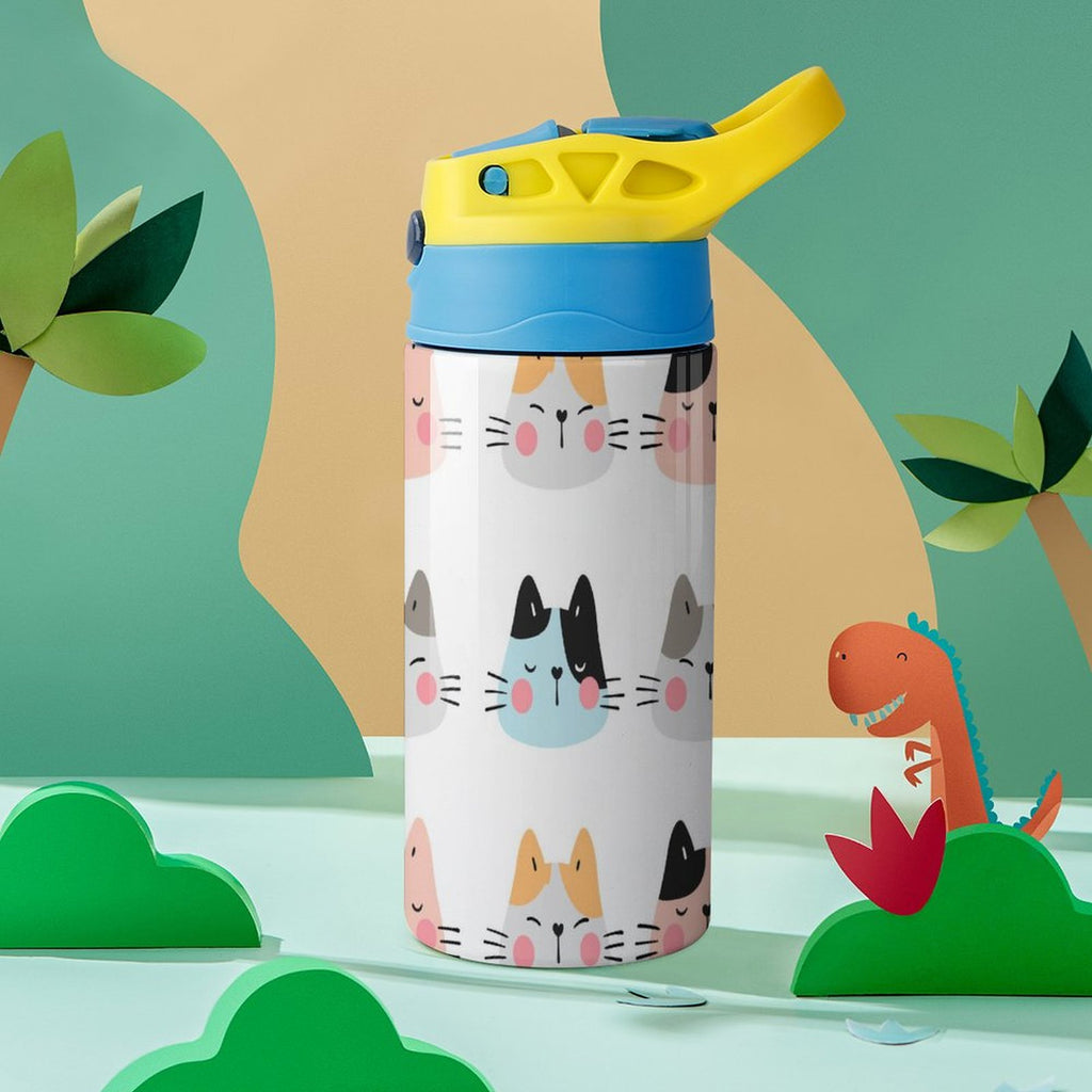 Cat Faces - Little Kids Water Bottle Little Kids Water Bottle animal Printed Offshore