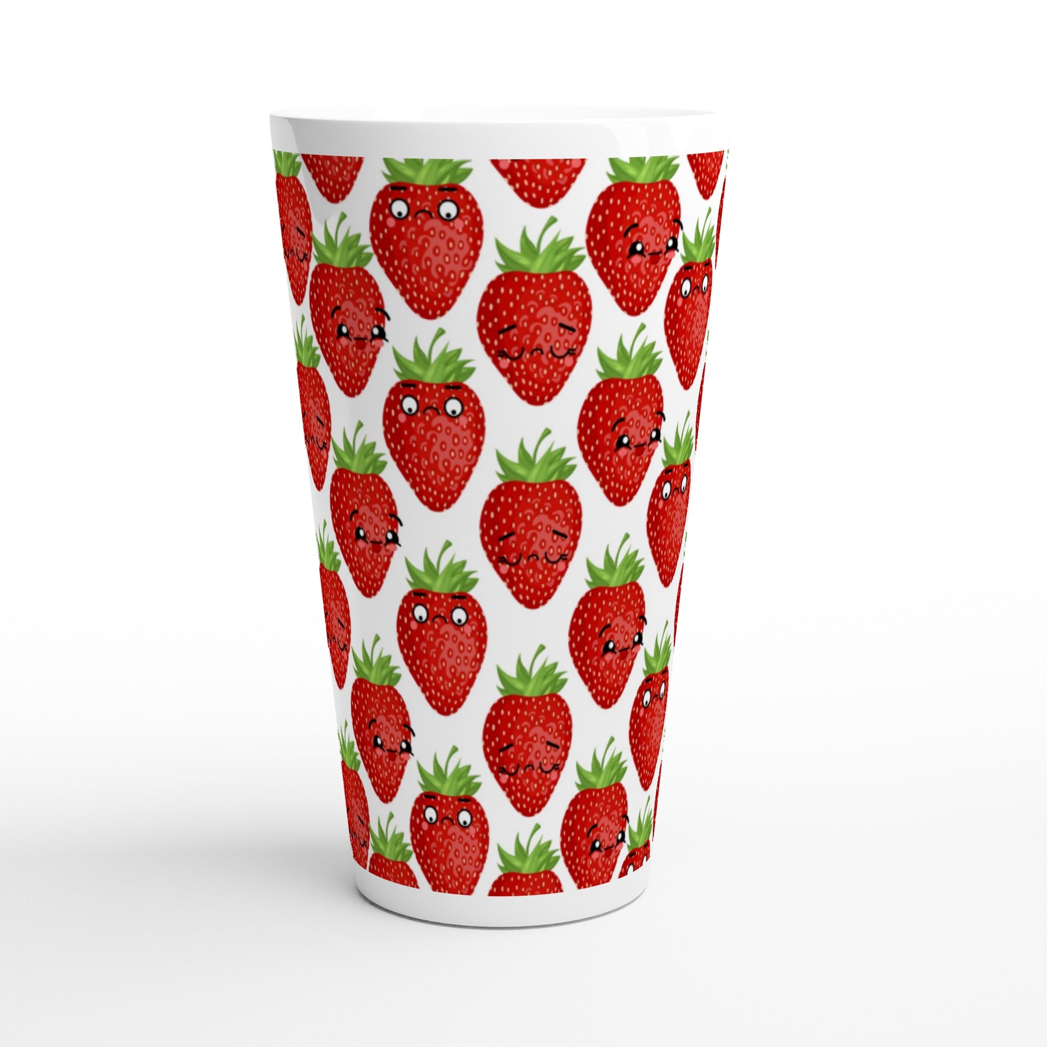 Strawberry Characters - White Latte 17oz Ceramic Mug Latte Mug food Globally Fulfilled