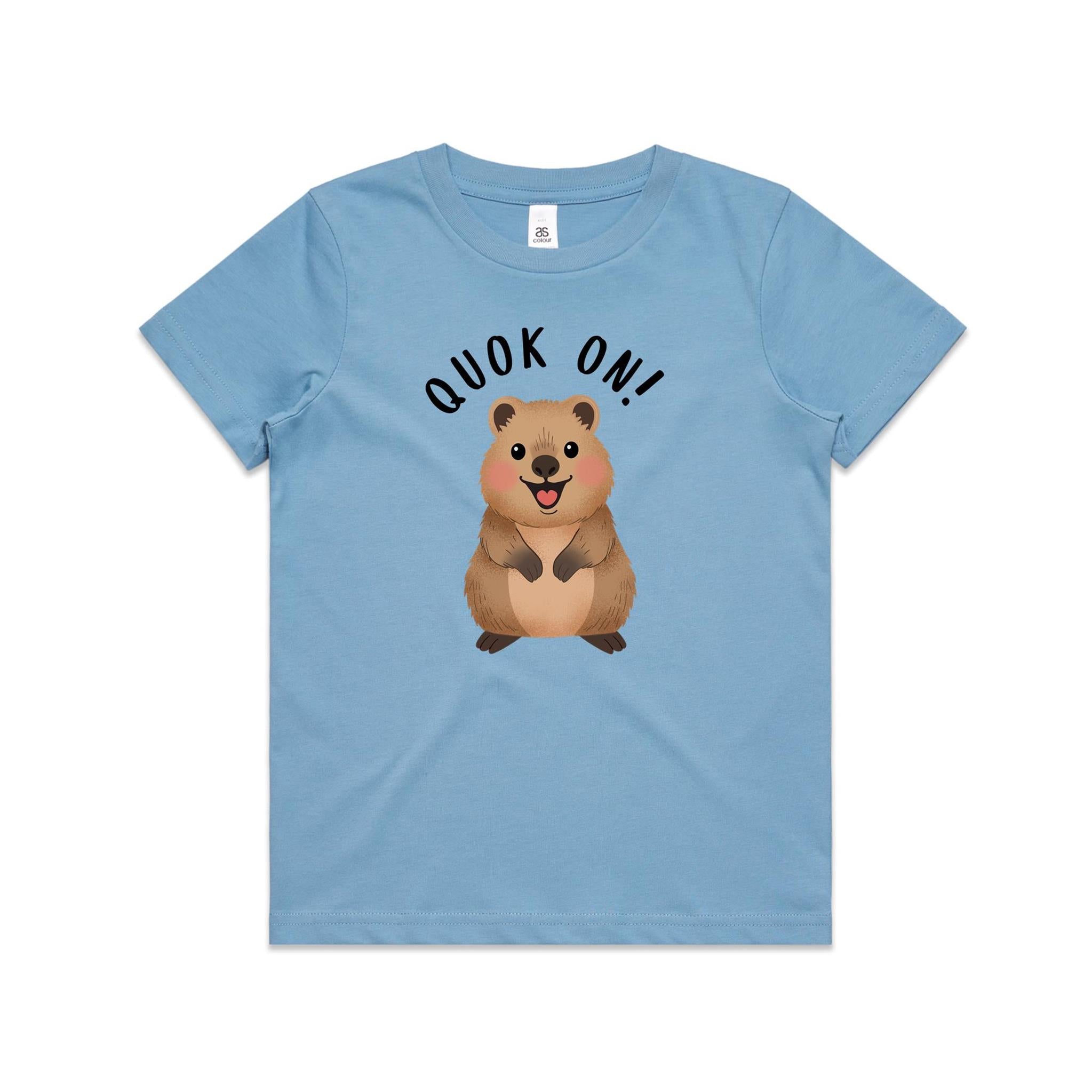 Quokka, Quok On Kid's AS Colour T-shirt Carolina Blue Kids T-shirt animal Printed In Australia