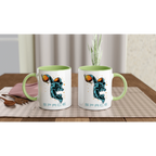 Personalised - Astronaut Basketball - White 11oz Ceramic Mug with Colour Inside Personalised 11oz Mug customise Globally Fulfilled personalise Space