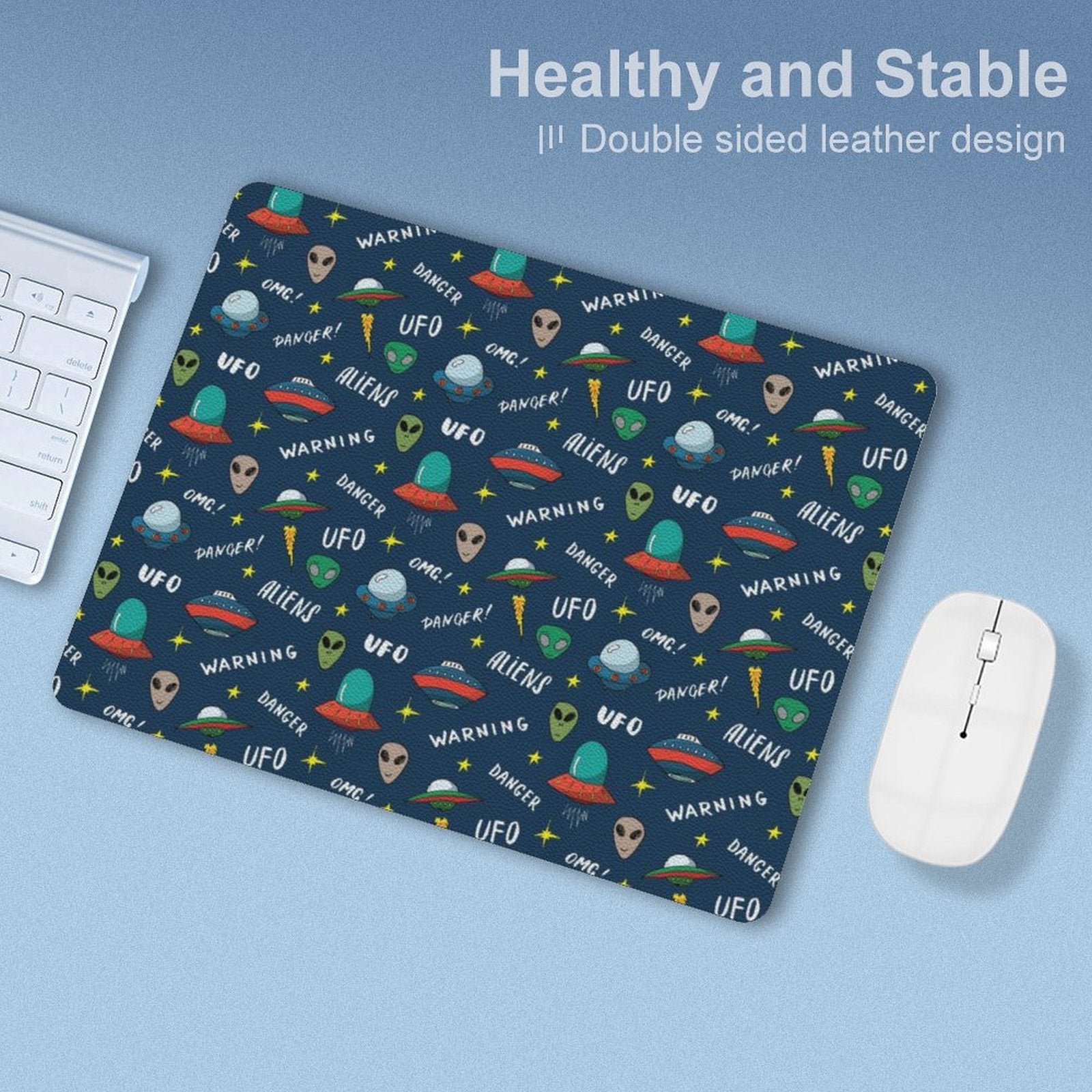 UFO's And Aliens - Leather Mouse Pad Leather Mouse Pad Printed Offshore Sci Fi