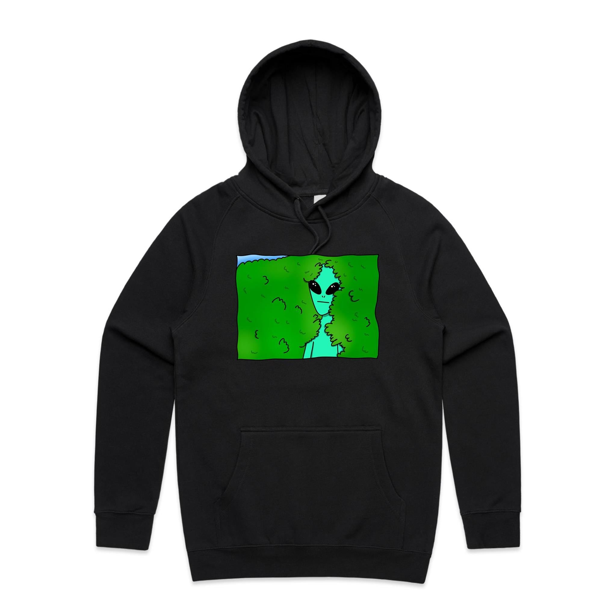 Alien Backing Into Hedge Meme - Mens Hoodie Black Mens Hoodie Printed In Australia Sci Fi