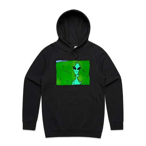 Alien Backing Into Hedge Meme - Mens Hoodie Black Mens Hoodie Printed In Australia Sci Fi