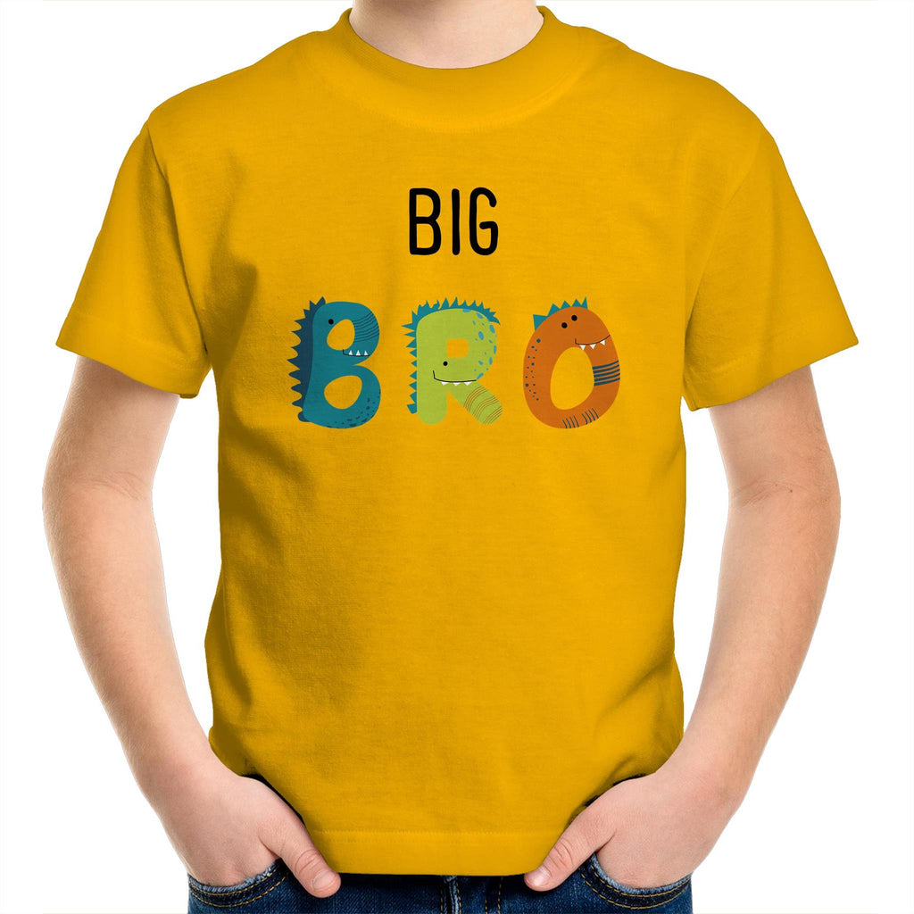 Big Bro, Brother - Kids Youth T-Shirt Gold Kids Youth T-shirt Printed In Australia