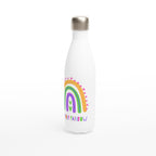 Find Your Rainbow - White 17oz Stainless Steel Water Bottle White Water Bottle Globally Fulfilled
