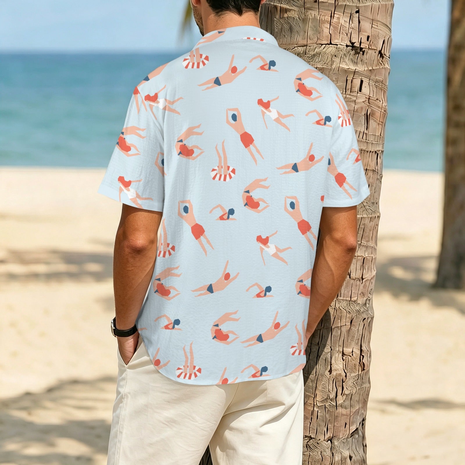 Summer Swim Men's Crinkle Hawaiian Shirt