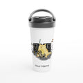 Personalised - Cat Bass Player - White 15oz Stainless Steel Travel Mug Default Title Personalised Travel Mug animal Customise Globally Fulfilled Music Personalise