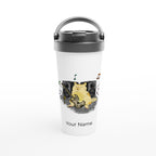 Personalised - Cat Bass Player - White 15oz Stainless Steel Travel Mug Default Title Personalised Travel Mug animal Customise Globally Fulfilled Music Personalise