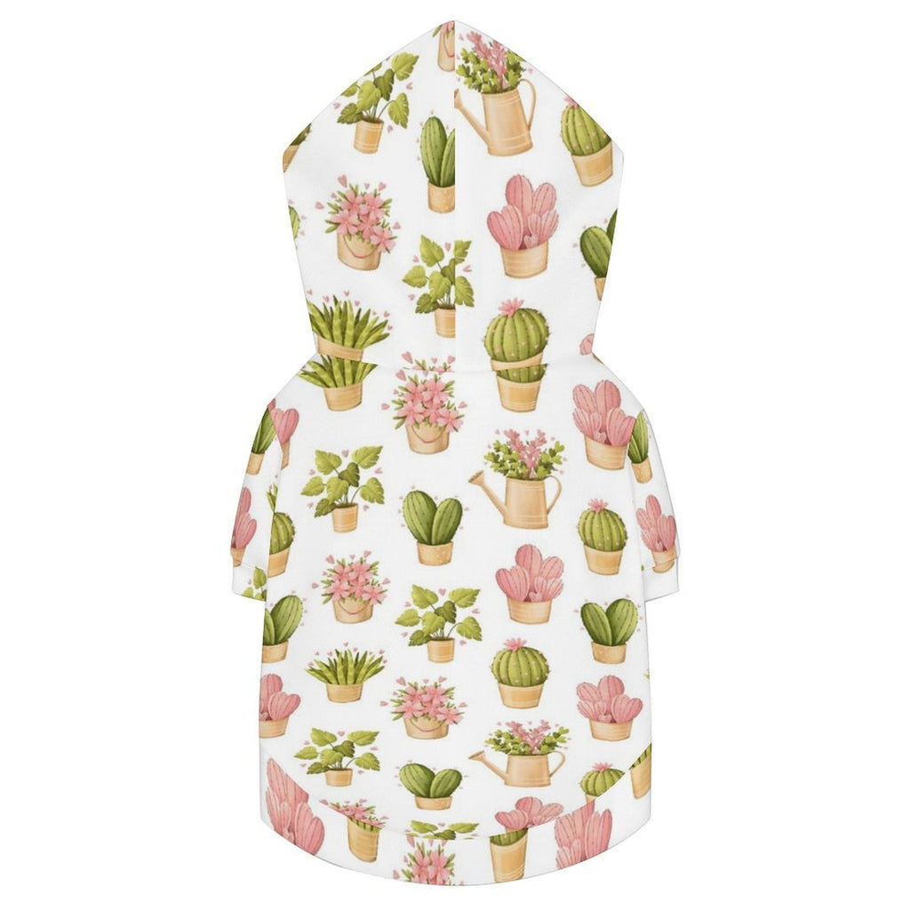 Cactus Pots And Flowers Pet Hoodie (Small Size)