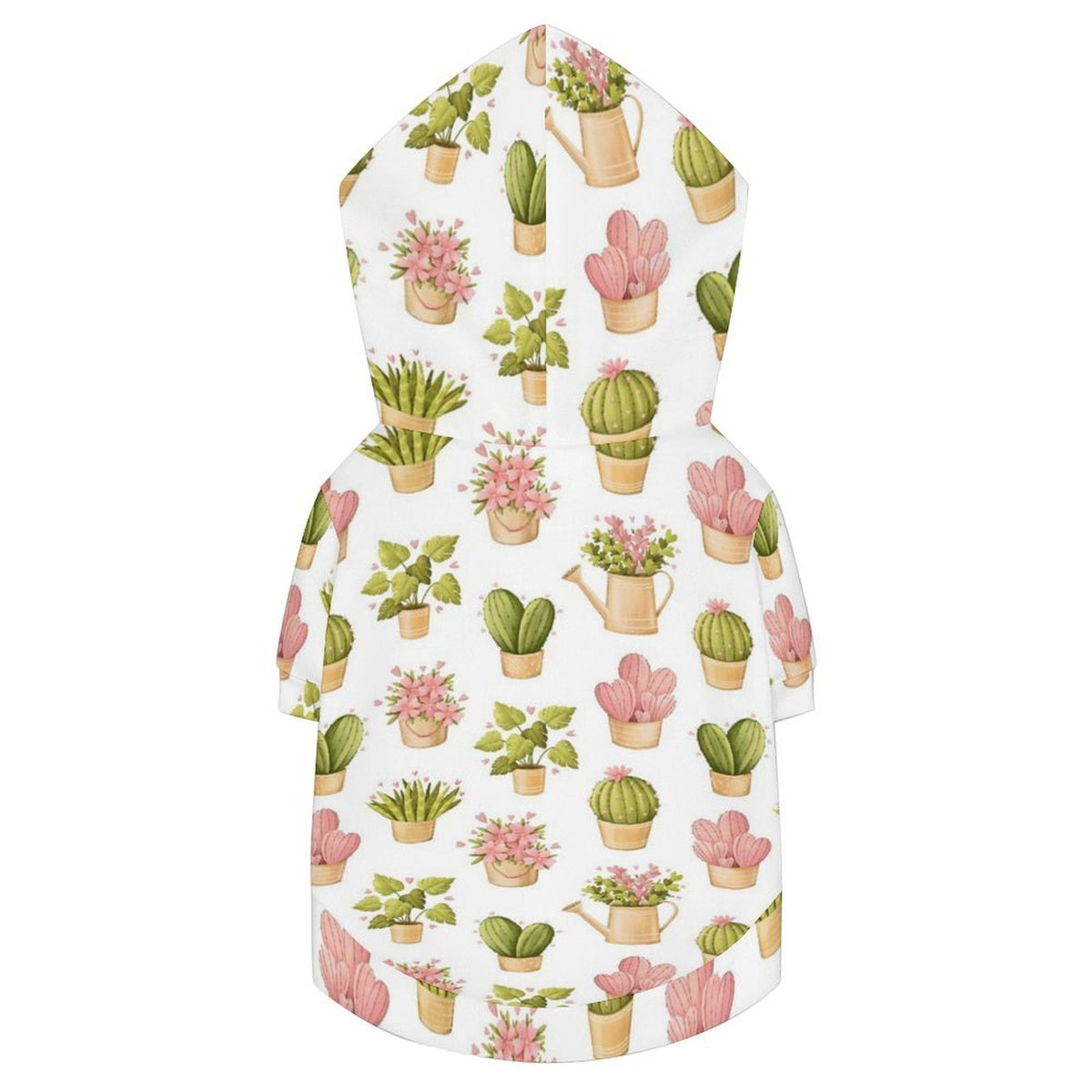 Cactus Pots And Flowers Pet Hoodie (Small Size)