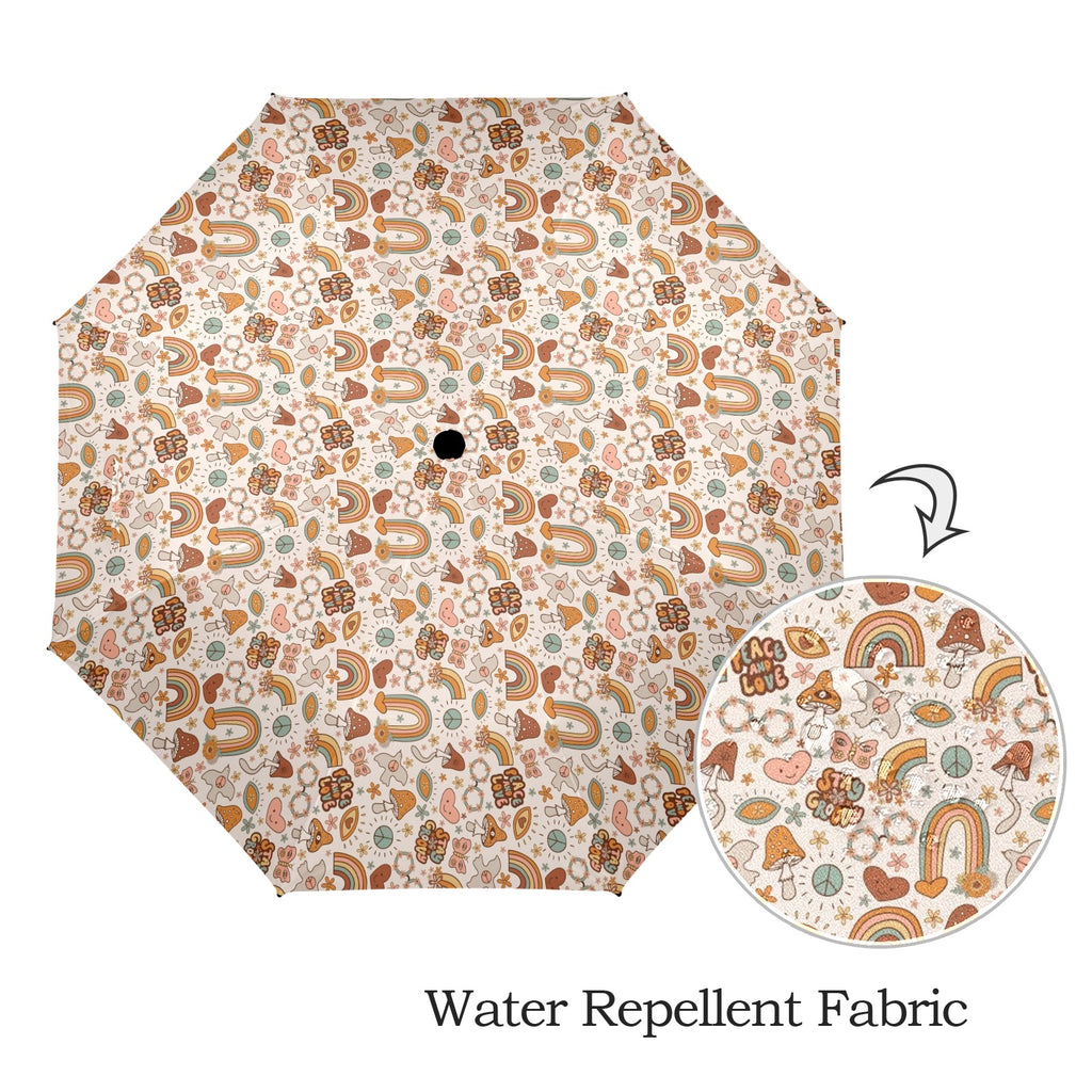 Peace And Love Umbrella Umbrella Printed Offshore Retro
