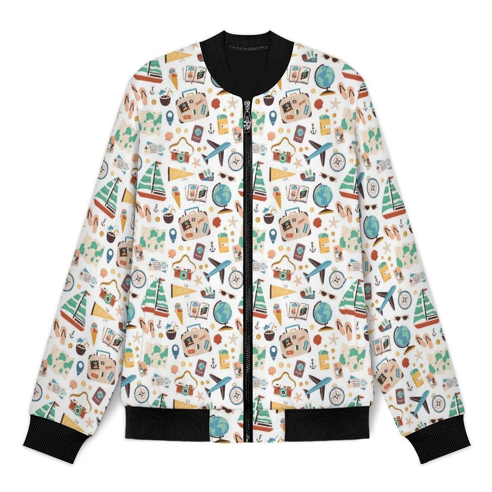 Travel And Explore Men's Casual Zip‑Up Bomber Jacket