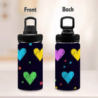 Colourful Hearts - Kids Water Bottle with Chug Lid (12 oz)