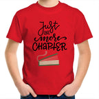 Just One More Chapter - Kids Youth T-Shirt Red Kids Youth T-shirt Printed In Australia Reading