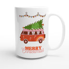 Christmas Tree On Peace Van - White 15oz Ceramic Mug Christmas 15oz Mug Christmas Globally Fulfilled