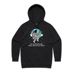 All We Need Is Love, And A Little Space, Astronaut - Womens Hoodie Black Womens Hoodie Love Music Printed In Australia Space