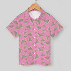 Pink Fairy Bread Kids Youth Short Sleeve Button Up Shirt