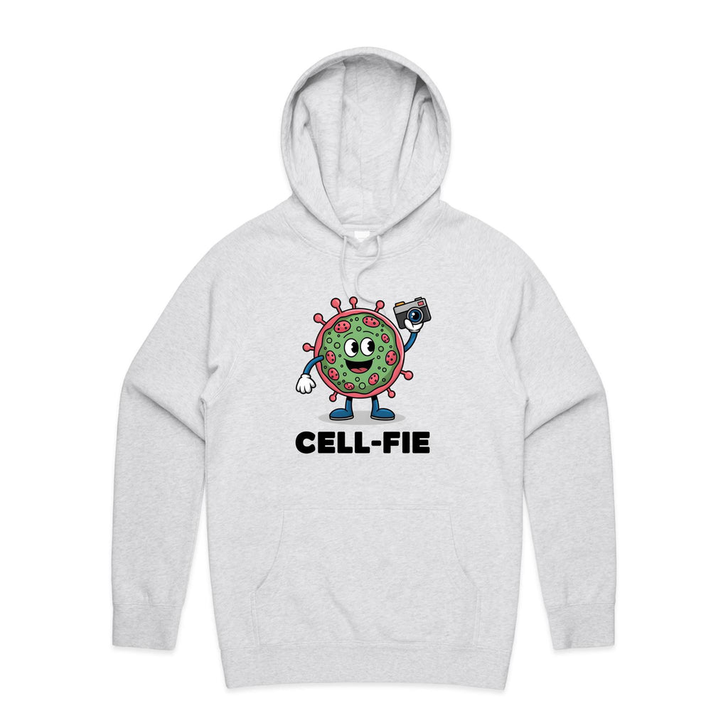 Cell-fie Cell Selfie Men's AS Colour Hoodie White Marle Mens Hoodie Printed In Australia Science