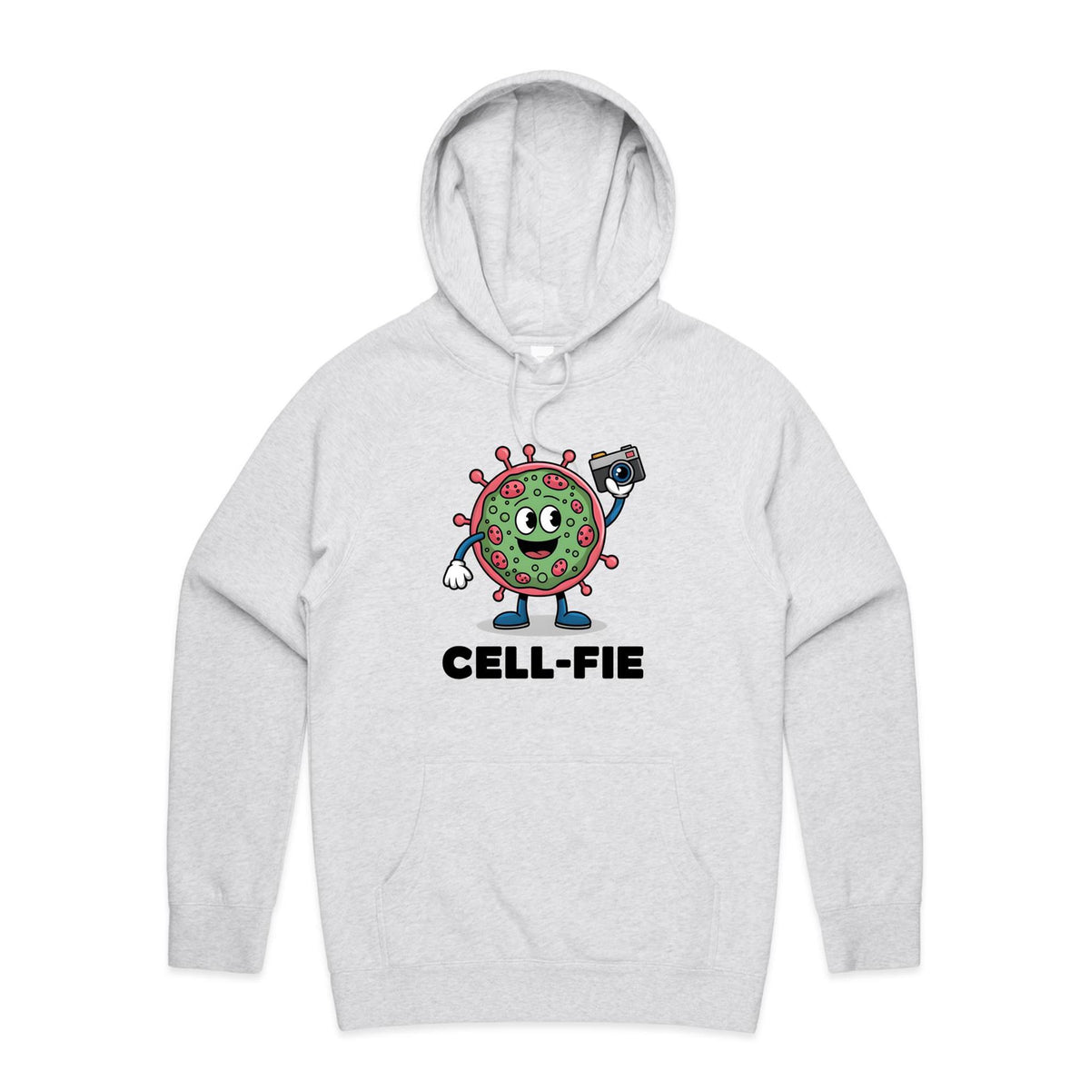 Cell-fie Cell Selfie Men's AS Colour Hoodie White Marle Mens Hoodie Printed In Australia Science