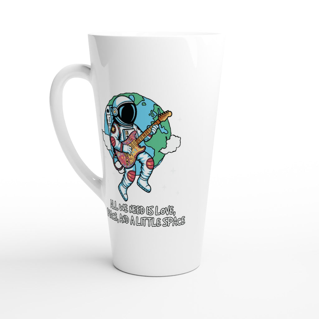 Astronaut, All We Need Is Love, Peace And A Little Space - White Latte 17oz Ceramic Mug Default Title Latte Mug Globally Fulfilled Space