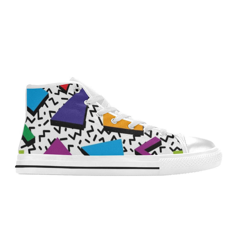 80's Abstract - Women's High Top Canvas Shoes Womens Classic High Top Shoes Printed Offshore Retro