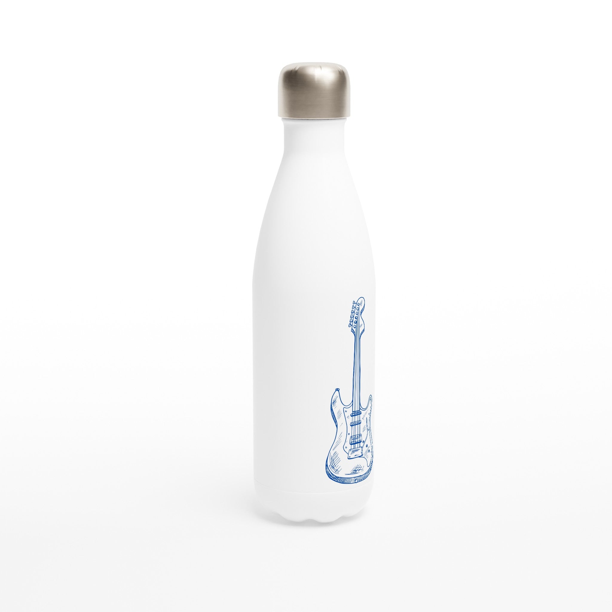 Guitar - White 17oz Stainless Steel Water Bottle White Water Bottle Globally Fulfilled Music