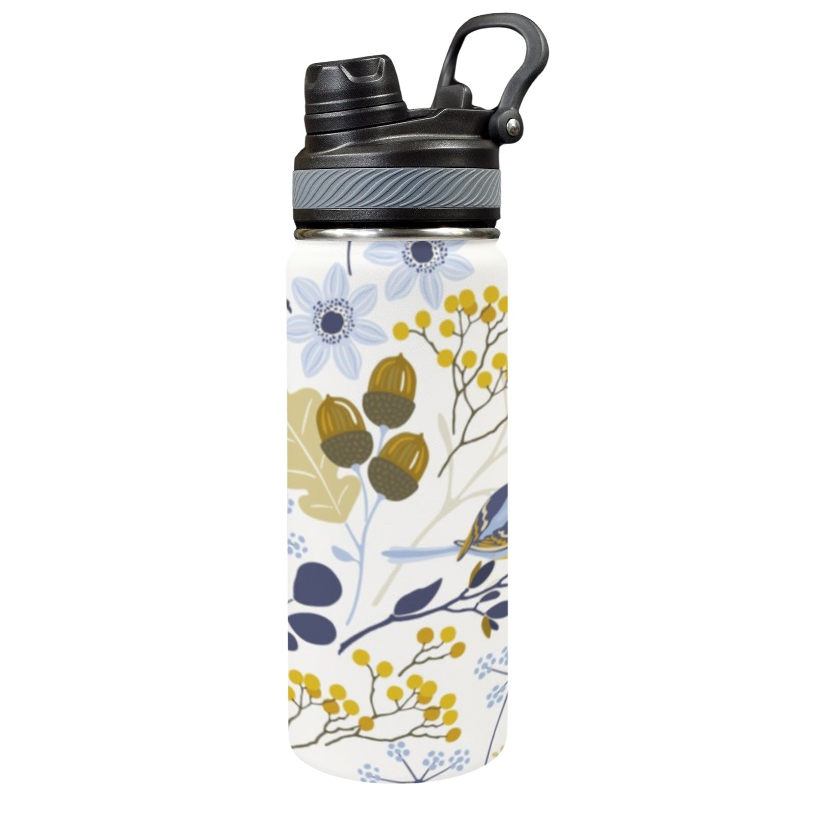 Bird Floral - Insulated Water Bottle with Dual-Use Lid (18oz) One Size Insulated Water Bottle with Dual-Use Lid (18oz) animal Plants Printed Offshore