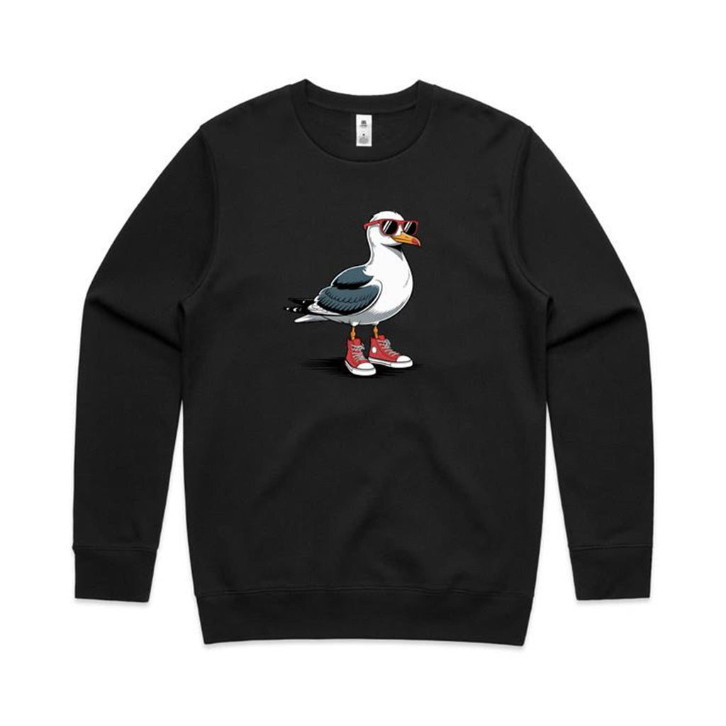 Seagull With Sunglasses And High Tops AS Colour Stencil Crew Sweatshirt