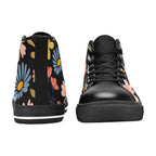Boho Flowers And Leaves Women's High Top Canvas Shoes Womens Classic High Top Shoes Plants Printed Offshore