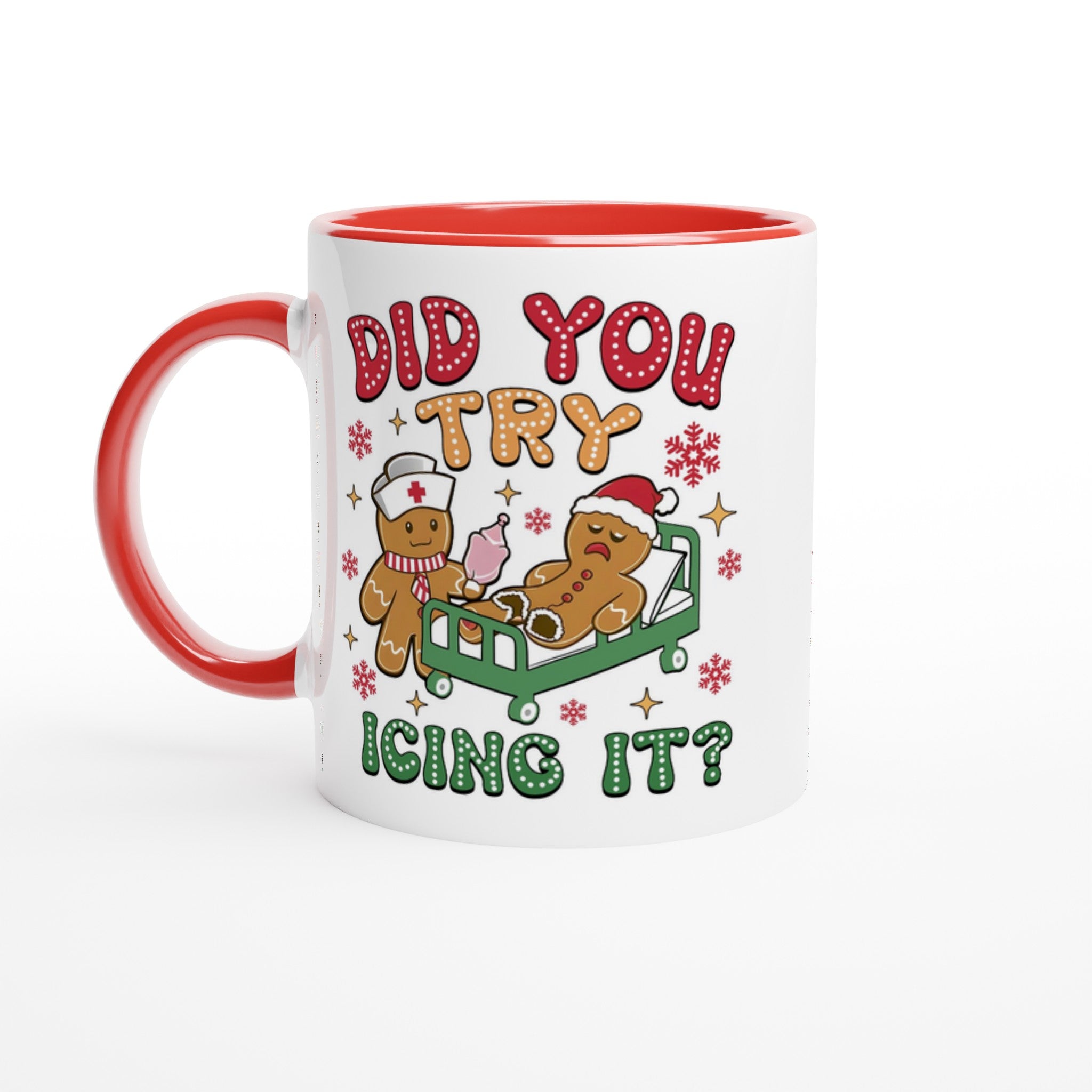 Gingerbread, Did You Try Icing It White 11oz Ceramic Mug with Colour Inside Ceramic Red Christmas Colour Mug Christmas Globally Fulfilled