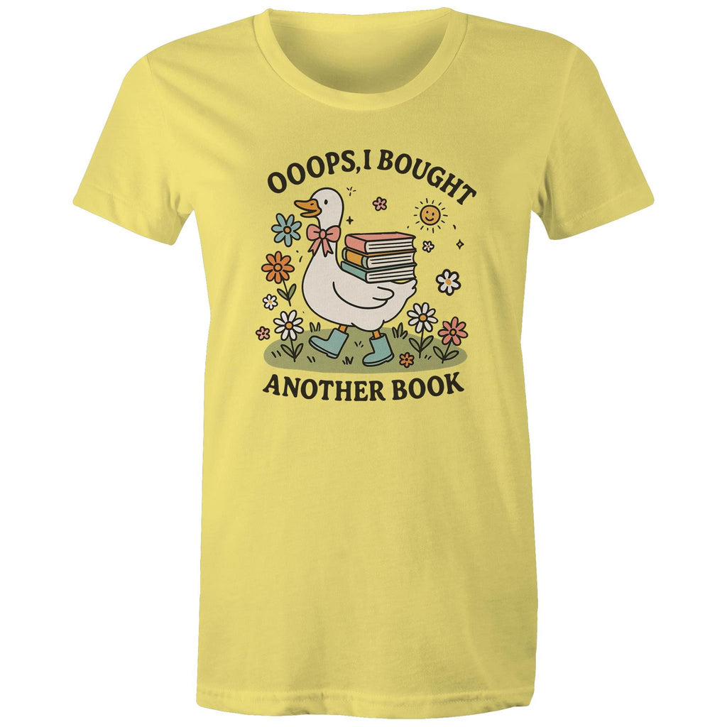 Oops, I Bought Another Book - Womens T-shirt Yellow Womens T-shirt animal Printed In Australia Reading