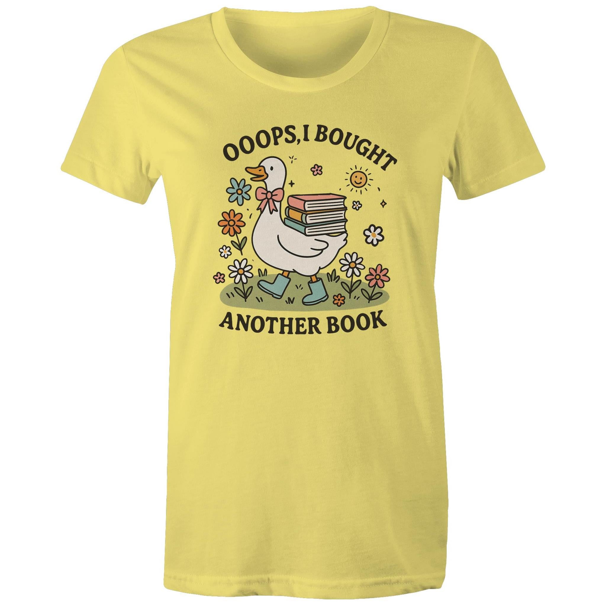 Oops, I Bought Another Book - Womens T-shirt Yellow Womens T-shirt animal Printed In Australia Reading