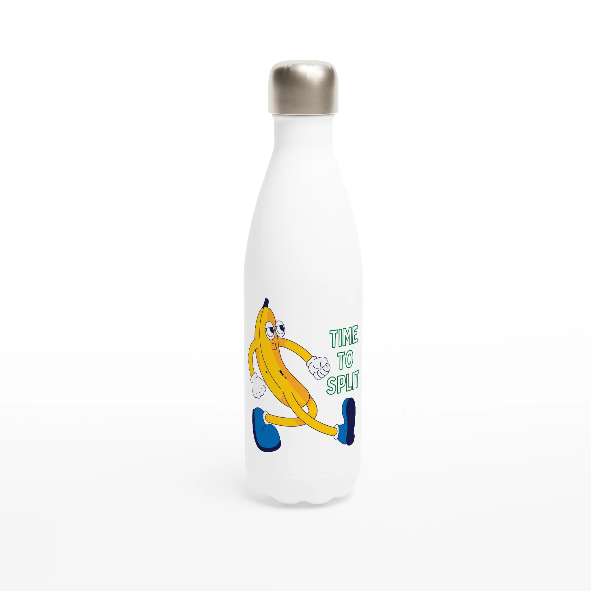Banana, Time To Split - White 17oz Stainless Steel Water Bottle Default Title White Water Bottle Food Globally Fulfilled