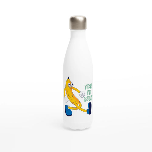 Banana, Time To Split - White 17oz Stainless Steel Water Bottle Default Title White Water Bottle Food Globally Fulfilled