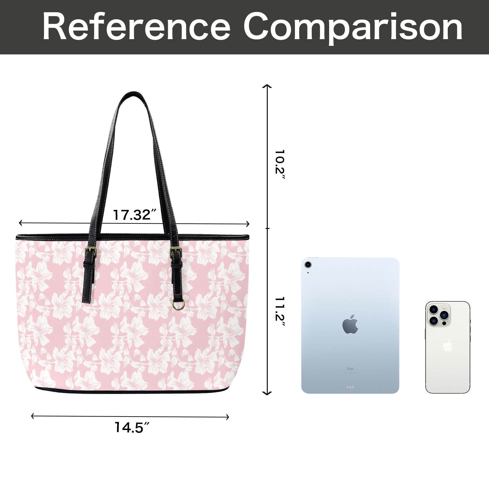 Pink Hawaiian Floral - PU Leather Tote Bag - Large