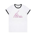 A-Cute Angle, Maths Women's AS Colour Ringer Tee White Black Womens Ringer T-shirt Maths Printed In Australia