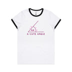 A-Cute Angle, Maths - Women's Ringer Tee White Black Womens Ringer T-shirt Maths Printed In Australia