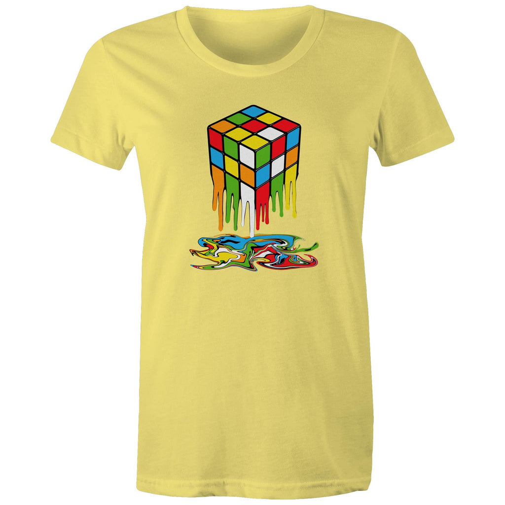 Melting Game Cube - Womens T-shirt Yellow Womens T-shirt Games