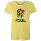 Melting Game Cube - Womens T-shirt Yellow Womens T-shirt Games